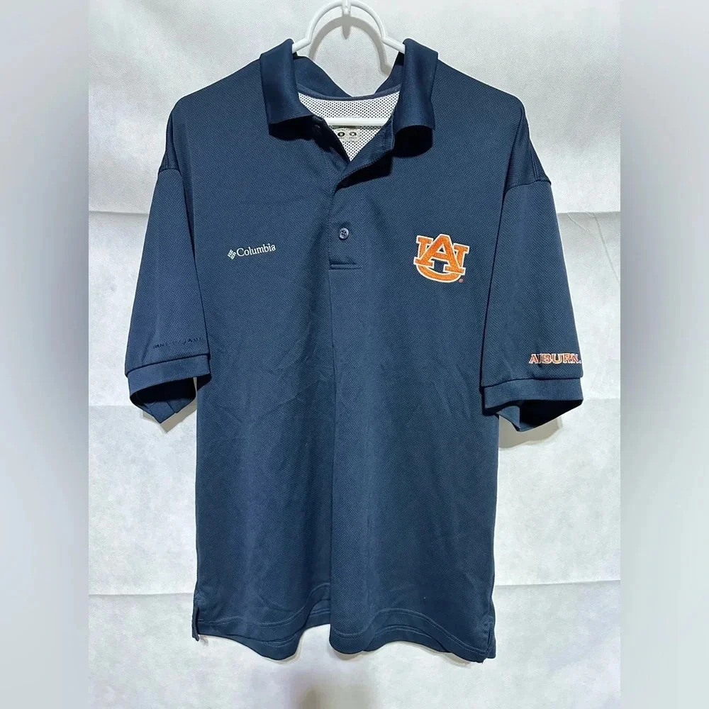 Auburn Tigers Columbia Vented Polo Men M Navy Blue Short Sleeve PFG Fishing NCAA